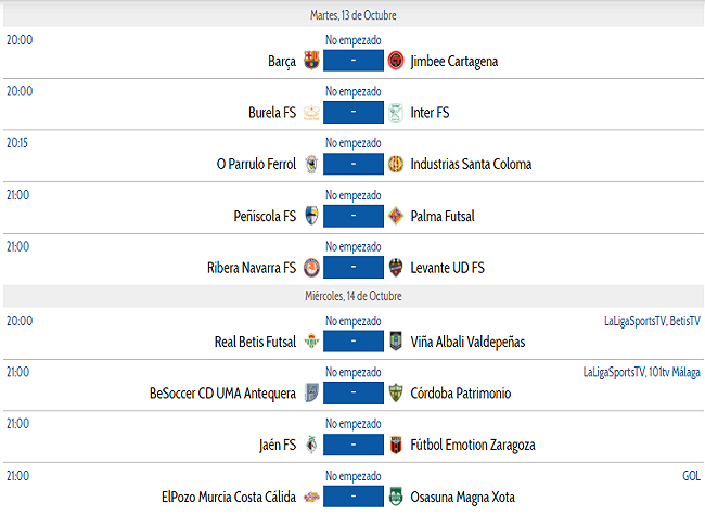 Ya tenemos aquí la tercera jornada de fútbol sala