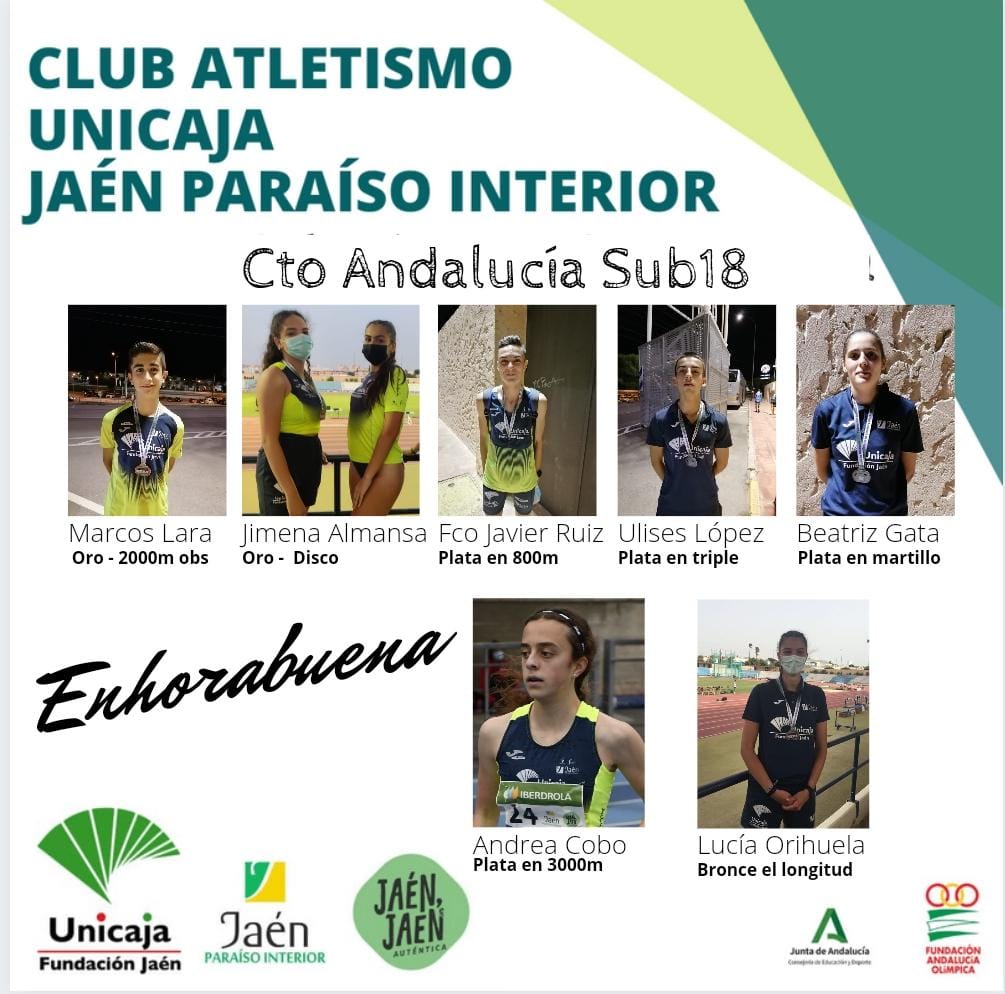 10 medallistas jienenses en el Andaluz Sub-18