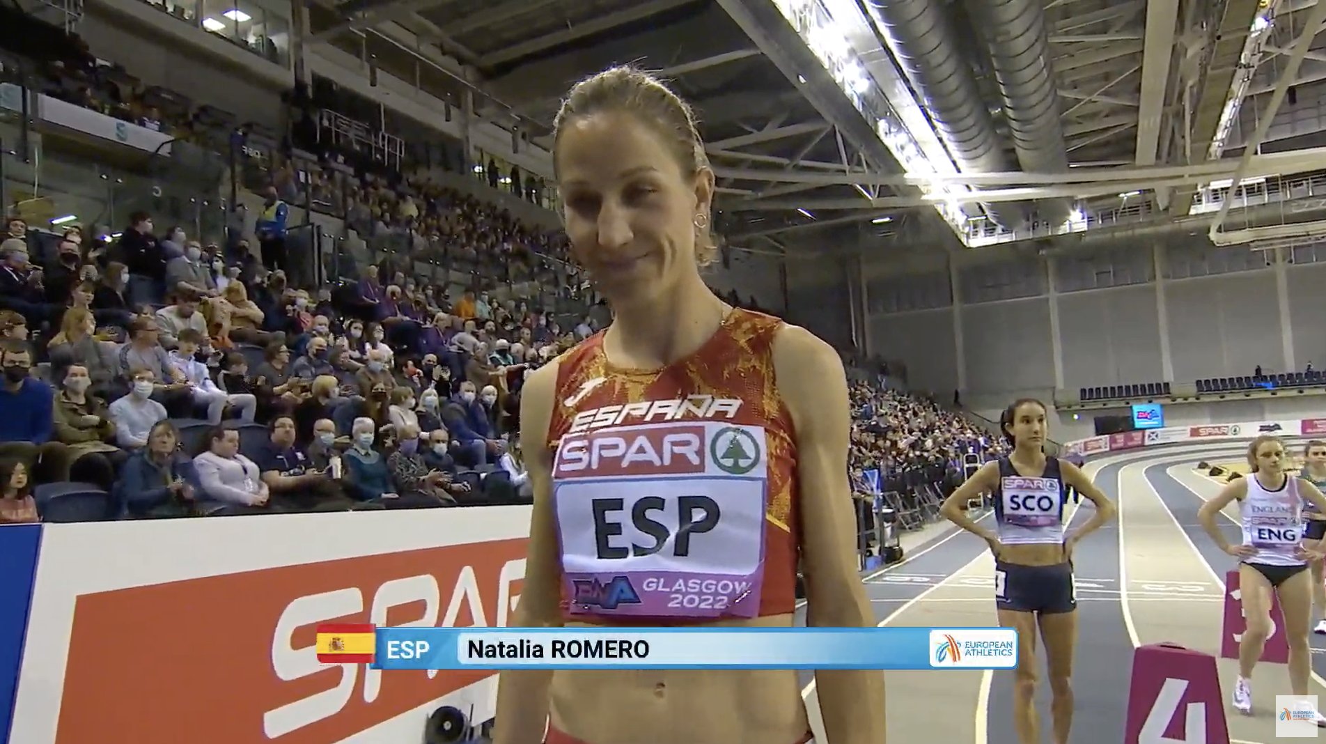 Natalia Romero tercera en el 800 , campeona con España en el DNA de Glasgow