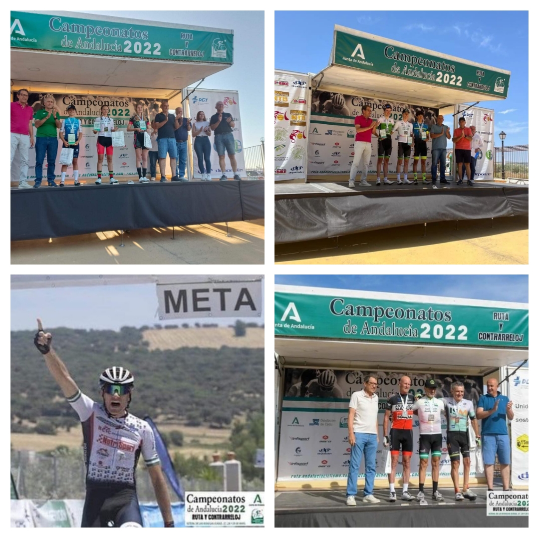 Ana María Mena, Cristóbal Moral, Francisco Javier López y Luis Aureliano Cebolla Campeones de Andalucía de Ciclismo en Ruta.