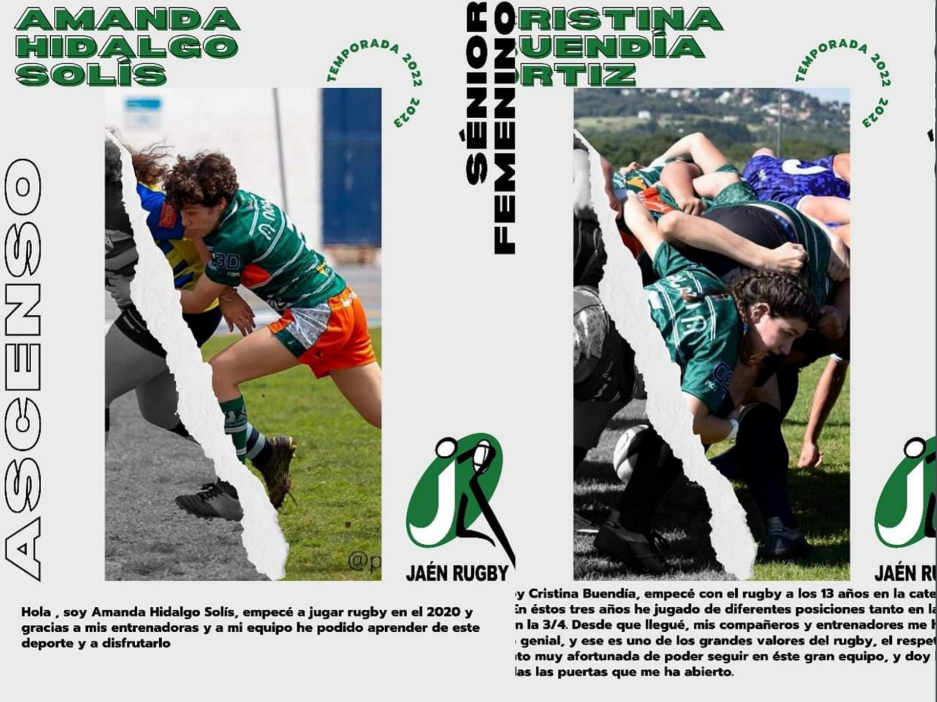 Amanda Hidalgo y Cristina Buendía estarán en el equipo Sénior del Jaén Rugby