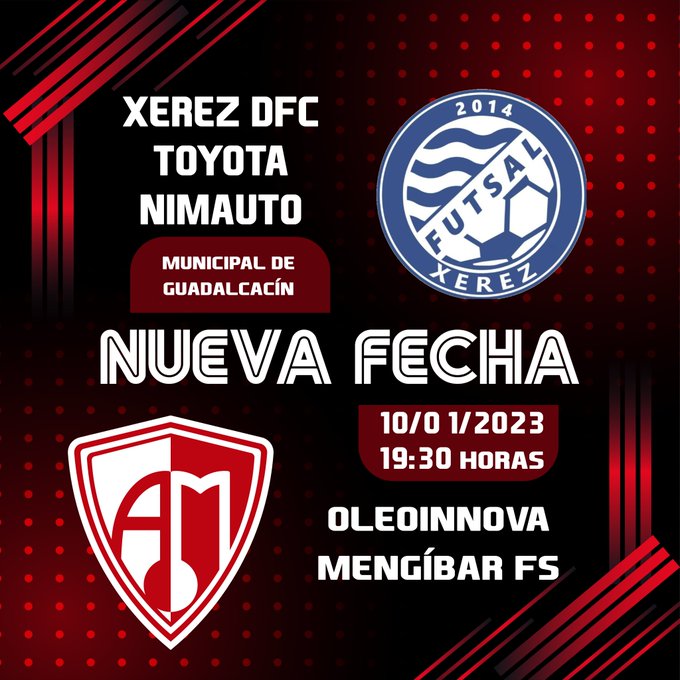 El 10 de Enero jugará el Oleoinnova Mengíbar FS su partido aplazado ante Xerez DFC FS